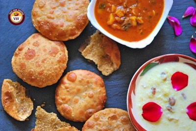 Stuffed Dal Puri With Kheer With Sabji