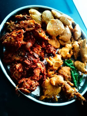 Mirchi With Kanda With Batata Bhajiya Marathi Style