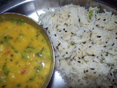 Dal Fry And Jeera Rice And Mix Veg Sabji Dal Fry And Jeera Rice And Mix Veg Sabji