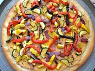 Hummus Veggie Medley Pizza